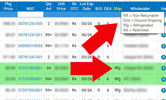 Shipping column example